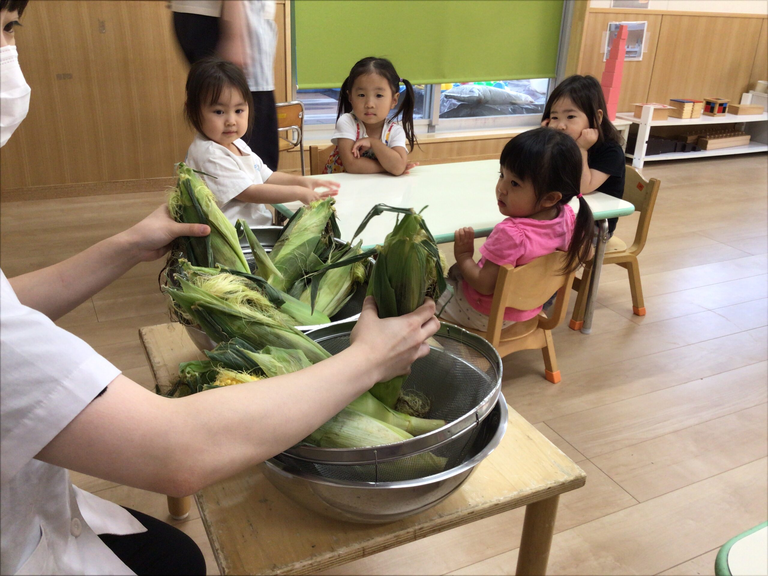 フロンティアキッズ ブログ記事 🌽とうもろこしの皮むきをしました！のイメージサムネイル画像